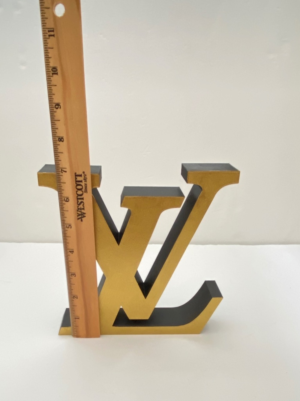 Rare LARGE 7" Black/Gold LV Art Decor - Picture 5 of 7